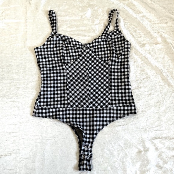 Dynamite black and white gingham snap closure bodysuit - Picture 1 of 9